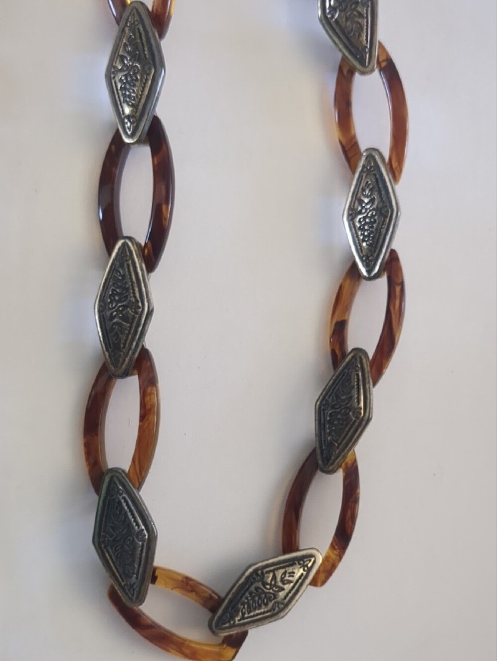 Vintage 1996 Brighton Tortoiseshell Acrylic Link Belt Antique Silver Accents - Picture 7 of 10